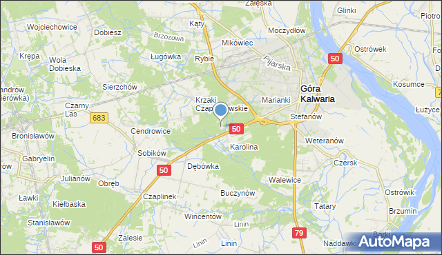 mapa Krzymów, Krzymów gmina Góra Kalwaria na mapie Targeo